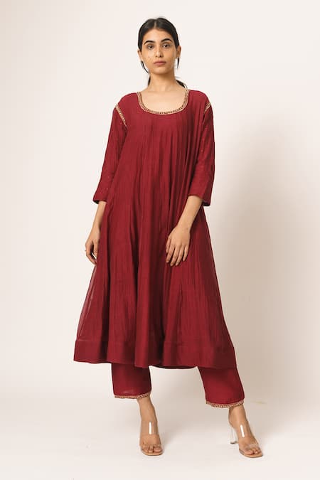 Dot Chanderi Anarkali Set 