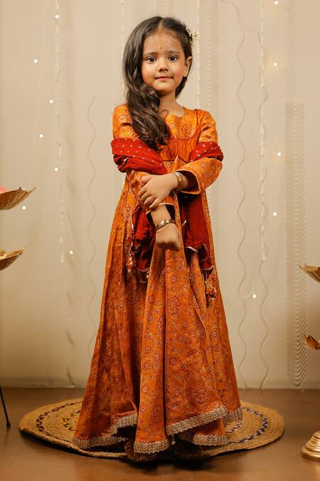 Buy Tiny Colour Yellow Georgette Embroidery, Lace Floral Print Mustard Kurta Set With Dupatta Online at Aza Fashions Buy_Tiny Colour_Yellow Georgette Embroidery, Lace Floral Print Mustard Kurta Set With Dupatta _Online_at_Aza_Fashions