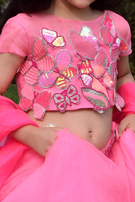 Panchhi by Kanupriya Tibrewala_Pink Silk Organza Lehenga Set _at_Aza_Fashions
