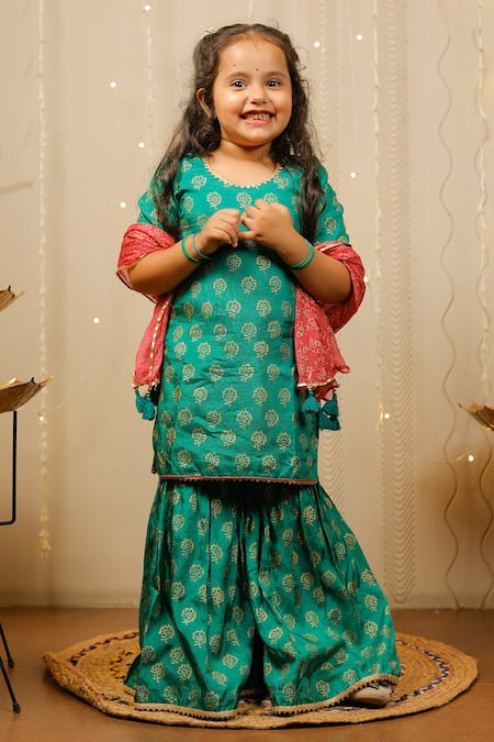 TINY COLOUR Printed Kurta Sharara Set 