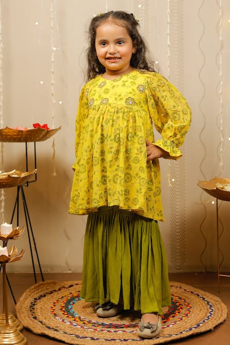 TINY COLOUR Floral Print Kurta & Sharara Set 