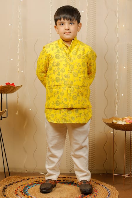 Buy Tiny Colour Yellow Cotton Floral Printed Kurta Set Online at Aza Fashions Buy_Tiny Colour_Yellow Cotton Floral Printed Kurta Set _Online_at_Aza_Fashions