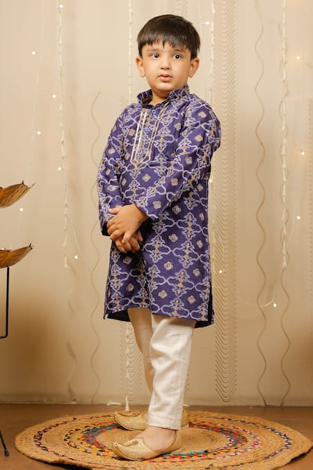 TINY COLOUR Geometric Print Kurta Set 