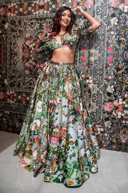 Rocky Star Printed Bustier and Lehenga Set 