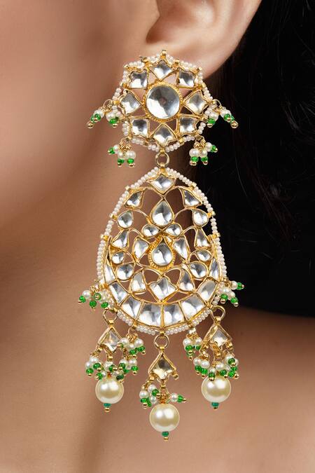 Buy_Riana Jewellery_Gold Plated Stones, Beads Pendant Drop Choker Set _Online_at_Aza_Fashions