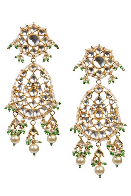 Shop_Riana Jewellery_Gold Plated Stones, Beads Pendant Drop Choker Set _Online_at_Aza_Fashions