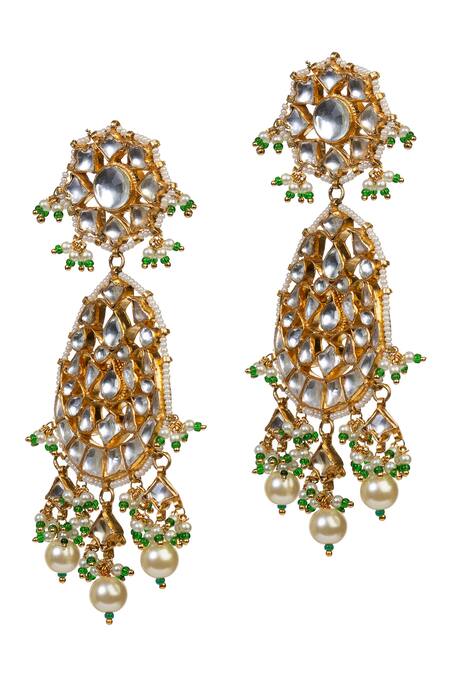 Riana Jewellery_Gold Plated Stones, Beads Pendant Drop Choker Set _at_Aza_Fashions