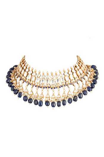 Riana Jewellery Gold Plated Stones, Beads Choker Set Online at Aza Fashions Riana Jewellery_Gold Plated Stones, Beads Choker Set _Online_at_Aza_Fashions
