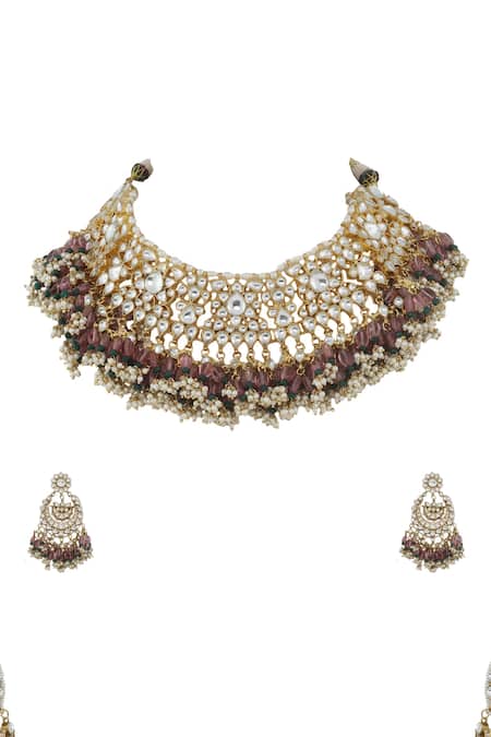 Riana Jewellery Stone Choker Set 