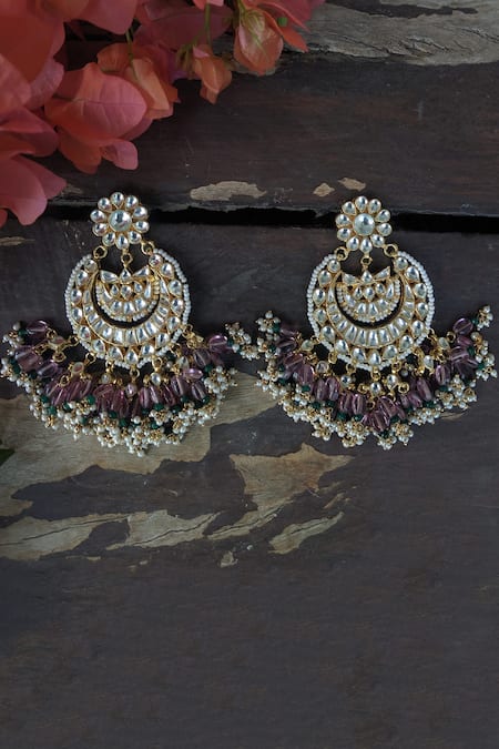 Riana Jewellery_Gold Plated Stones, Beads Choker Set _at_Aza_Fashions