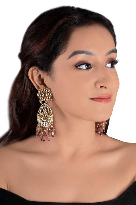 Riana Jewellery_Gold Plated Jadtar Bead Drop Choker Set _Online_at_Aza_Fashions