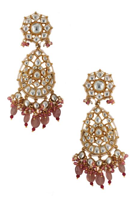 Shop_Riana Jewellery_Gold Plated Jadtar Bead Drop Choker Set _Online_at_Aza_Fashions