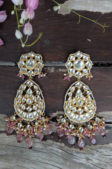 Riana Jewellery_Gold Plated Jadtar Bead Drop Choker Set _at_Aza_Fashions