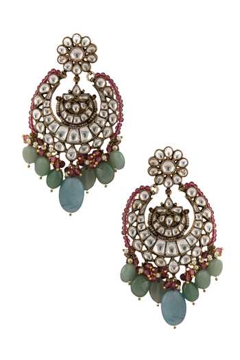 Shop Riana Jewellery Gold Plated Pearls, Glitter, Stones Pendant Drop Choker Set Online at Aza Fashions Shop_Riana Jewellery_Gold Plated Pearls, Glitter, Stones Pendant Drop Choker Set _Online_at_Aza_Fashions