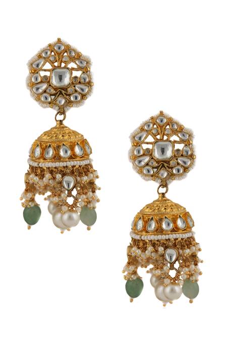 Buy_Riana Jewellery_Gold Plated Pearls, Glitter Stone Choker Set _Online_at_Aza_Fashions