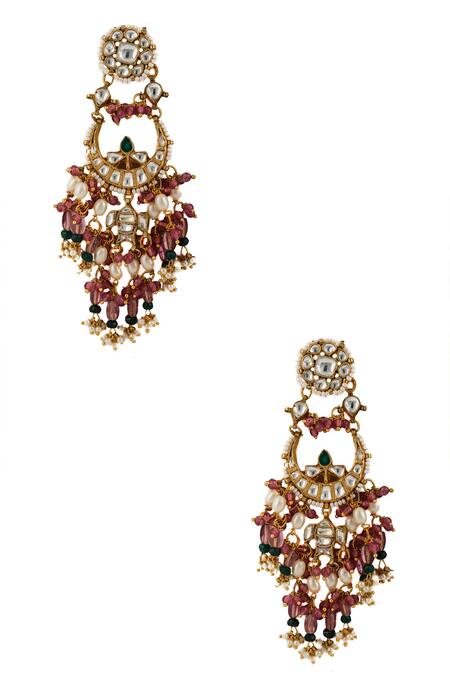 Buy_Riana Jewellery_Gold Plated Pearls, Glitter, Stones Bead Drop Choker Set _Online_at_Aza_Fashions