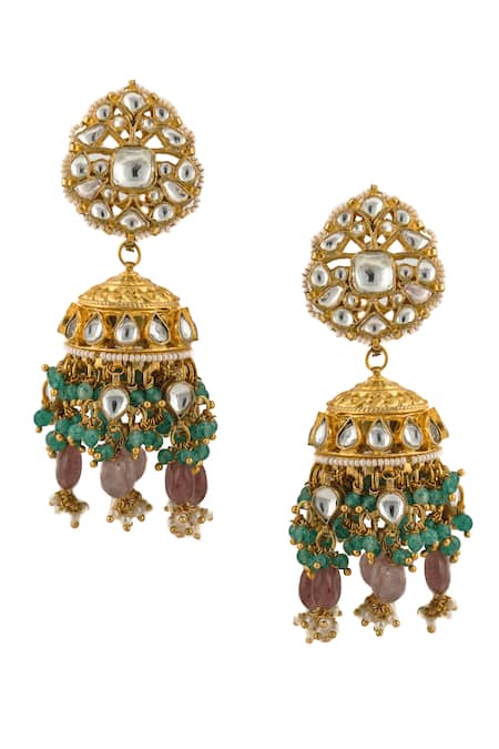 Buy_Riana Jewellery_Gold Plated Pearls, Glitter, Stones Bead Drop Choker Set _Online_at_Aza_Fashions