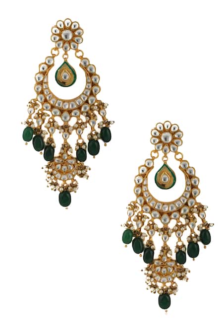 Shop_Riana Jewellery_Gold Plated Pearls, Beads, Stones Drop Choker Set _Online_at_Aza_Fashions