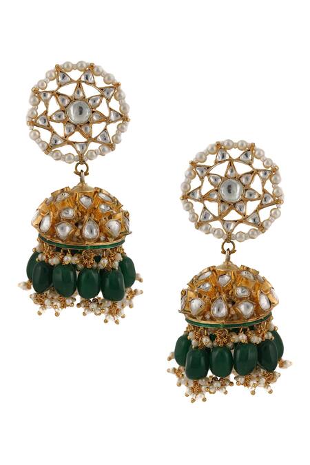 Buy_Riana Jewellery_Gold Plated Pearls, Glitter, Stones Bead Drop Choker Set _Online_at_Aza_Fashions