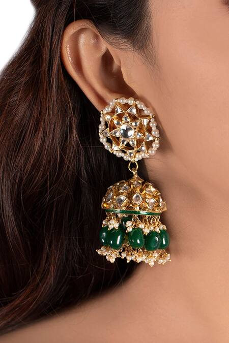 Riana Jewellery Gold Plated Pearls, Stones Bead Drop Choker Set at Aza Fashions Riana Jewellery_Gold Plated Pearls, Stones Bead Drop Choker Set _at_Aza_Fashions