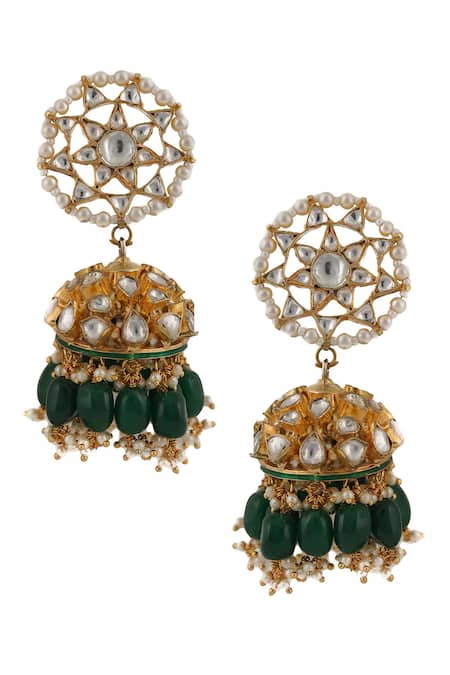 Riana Jewellery Gold Plated Pearls, Stones Bead Drop Choker Set Online at Aza Fashions Riana Jewellery_Gold Plated Pearls, Stones Bead Drop Choker Set _Online_at_Aza_Fashions