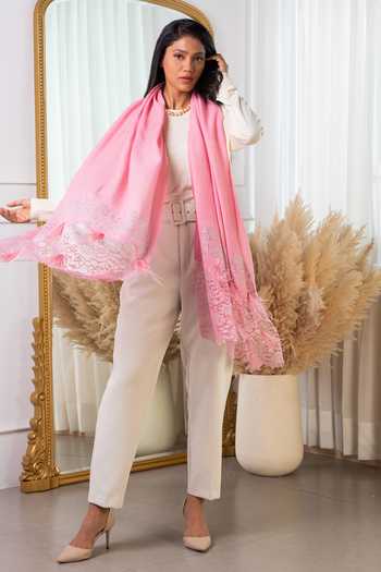Rhe-Ana Pink Embellished Paloma Floral Stole Online at Aza Fashions Rhe-Ana_Pink Embellished Paloma Floral Stole _Online_at_Aza_Fashions