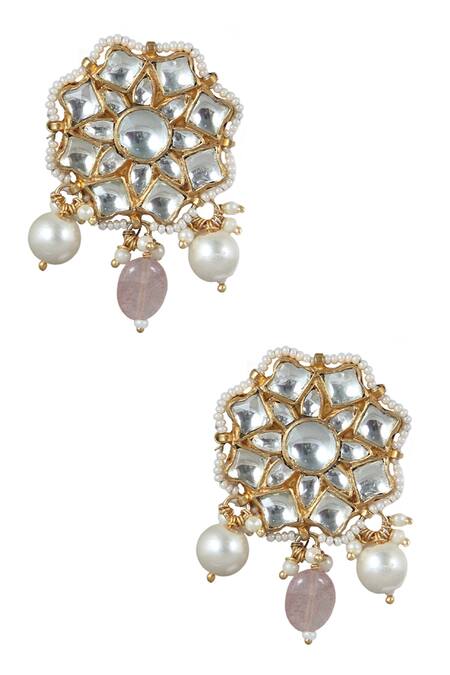 Shop_Riana Jewellery_Gold Plated Pearls, Beads Drop Choker Set _Online_at_Aza_Fashions