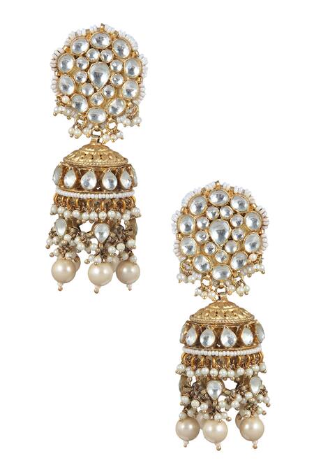 Buy_Riana Jewellery_Gold Plated Pearls, Beads Floral Stone Choker Set _Online_at_Aza_Fashions