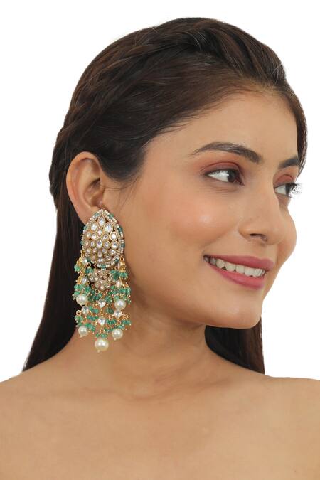 Buy Riana Jewellery Gold Plated Glitter, Beads, Pearls Drop Necklace Set Online at Aza Fashions Buy_Riana Jewellery_Gold Plated Glitter, Beads, Pearls Drop Necklace Set _Online_at_Aza_Fashions