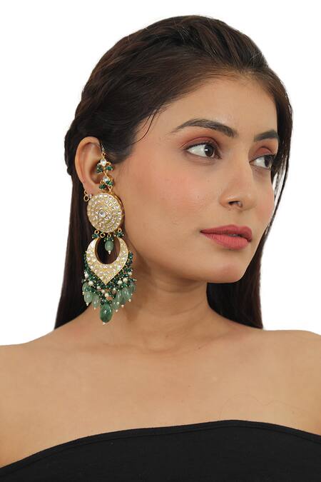 Riana Jewellery Gold Plated Glitter, Stones, Beads Embellished Necklace Set Online at Aza Fashions Riana Jewellery_Gold Plated Glitter, Stones, Beads Embellished Necklace Set _Online_at_Aza_Fashions