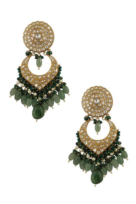 Riana Jewellery Gold Plated Glitter, Stones, Beads Embellished Necklace Set at Aza Fashions Riana Jewellery_Gold Plated Glitter, Stones, Beads Embellished Necklace Set _at_Aza_Fashions