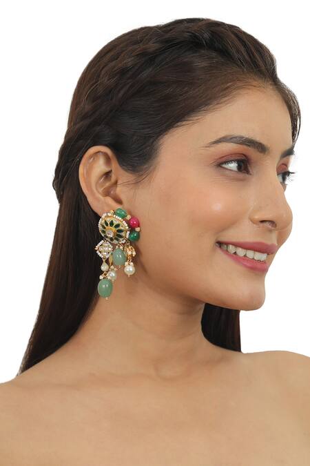 Riana Jewellery Gold Plated Glitter, Stones Embellished Necklace Set Online at Aza Fashions Riana Jewellery_Gold Plated Glitter, Stones Embellished Necklace Set _Online_at_Aza_Fashions