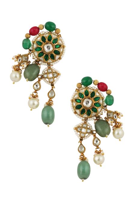 Shop Riana Jewellery Gold Plated Glitter, Stones Embellished Necklace Set Online at Aza Fashions Shop_Riana Jewellery_Gold Plated Glitter, Stones Embellished Necklace Set _Online_at_Aza_Fashions