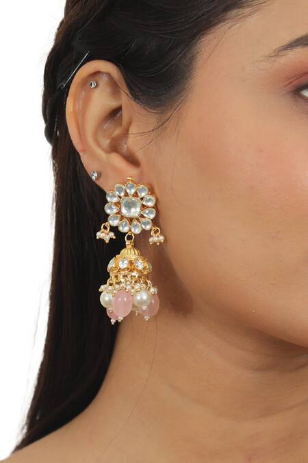 Buy_Riana Jewellery_Gold Plated Glitter, Stones, Beads Carved Necklace Set _Online_at_Aza_Fashions