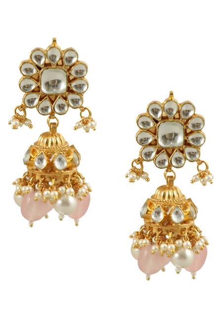 Riana Jewellery_Gold Plated Glitter, Stones, Beads Carved Necklace Set _at_Aza_Fashions