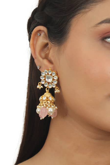 Riana Jewellery_Gold Plated Glitter, Stones, Pearls Embellished Necklace Set _Online_at_Aza_Fashions