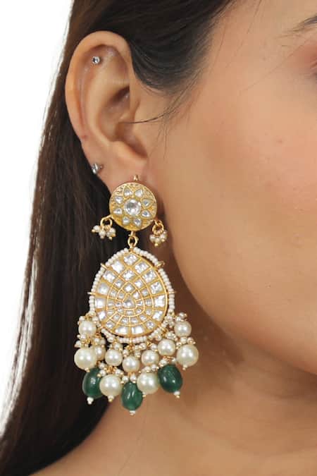 Buy Riana Jewellery Gold Plated Glitter, Stones, Beads Embellished Necklace Set Online at Aza Fashions Buy_Riana Jewellery_Gold Plated Glitter, Stones, Beads Embellished Necklace Set _Online_at_Aza_Fashions