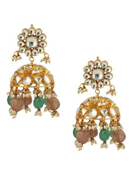 Riana Jewellery Gold Plated Glitter, Stones Embellished Necklace Set at Aza Fashions Riana Jewellery_Gold Plated Glitter, Stones Embellished Necklace Set _at_Aza_Fashions