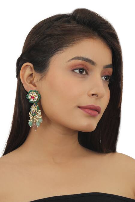 Riana Jewellery_Gold Plated Beads, Stones Studded Necklace Set _Online_at_Aza_Fashions