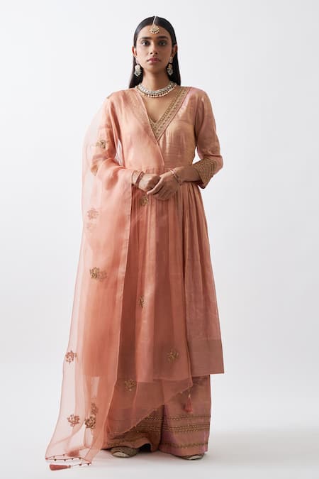 Rhua Handwoven Tissue Chanderi Anarkali Set 