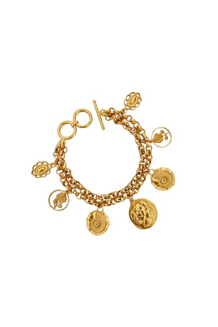 Shop Radhika Agrawal Jewels Gold Plated Charm Bracelet at Aza Fashions Shop_Radhika Agrawal Jewels_Gold Plated Charm Bracelet _at_Aza_Fashions