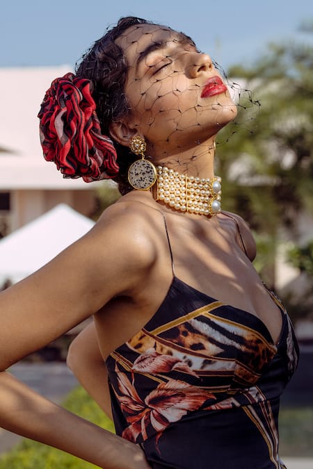 Buy Radhika Agrawal Jewels Gold Plated Pearl Estrella Bead Pendant Choker Online at Aza Fashions Buy_Radhika Agrawal Jewels_Gold Plated Pearl Estrella Bead Pendant Choker_Online_at_Aza_Fashions