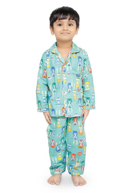 Buy ShopperStyles Unisex Pure Cotton Short Sleeve Kids Nightwear/Nightdress /Sleepsuit/Sleepwear/Night Suit for Boys and Girls Top and Pyjama Combo Set  (SS-002053UNISEXNWPS_12-18 Months) Blue at Amazon.in