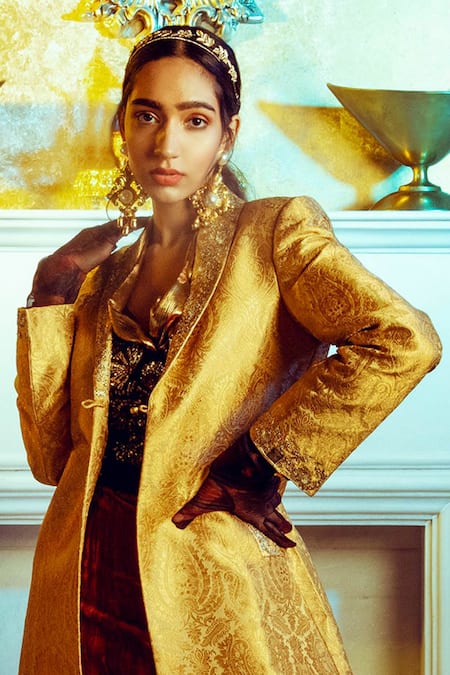 Buy Radhika Agrawal Jewels Gold Plated Pearl Rosa Maria Bead Chandeliers Online at Aza Fashions Buy_Radhika Agrawal Jewels_Gold Plated Pearl Rosa Maria Bead Chandeliers _Online_at_Aza_Fashions