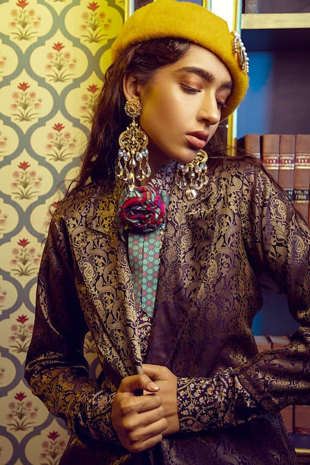 Radhika Agrawal Jewels Gold Plated Pearl Bonita Crystal Drop Chandeliers Online at Aza Fashions Radhika Agrawal Jewels_Gold Plated Pearl Bonita Crystal Drop Chandeliers _Online_at_Aza_Fashions