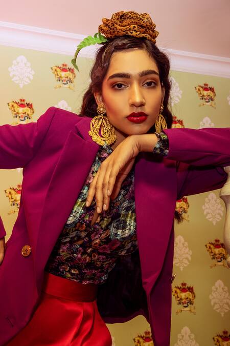 Radhika Agrawal Jewels_Gold Plated Pearl Mexicano Filigree Chandeliers _Online_at_Aza_Fashions