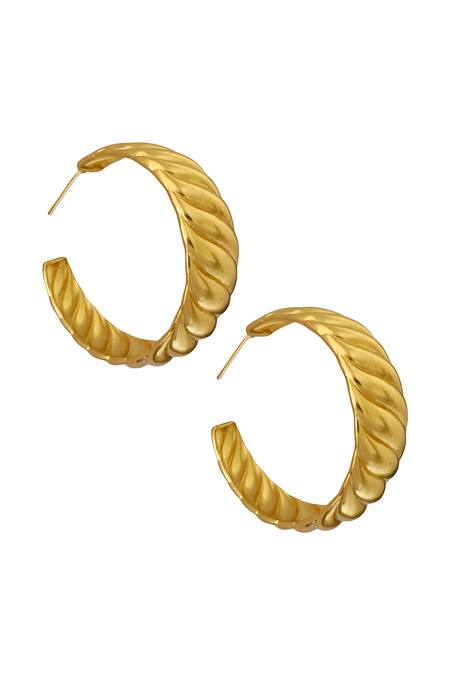 Radhika Agrawal Jewels_Gold Plated Recif Hoops _Online_at_Aza_Fashions