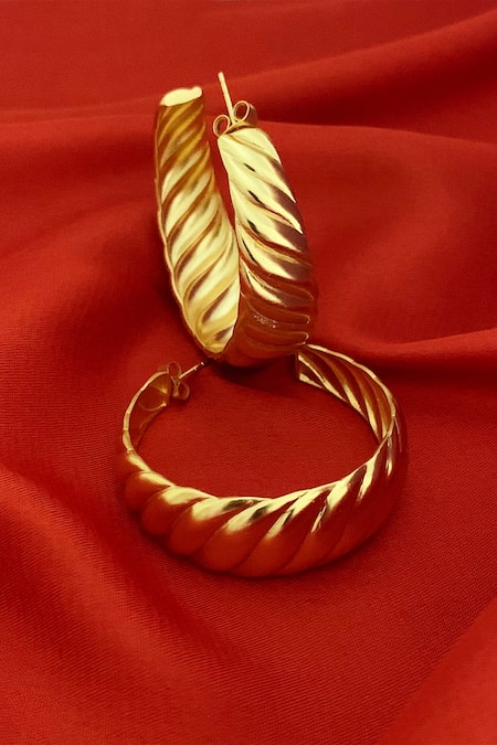 Buy_Radhika Agrawal Jewels_Gold Plated Recif Hoops _Online_at_Aza_Fashions