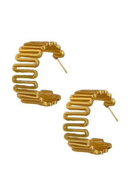 Radhika Agrawal Jewels_Gold Plated Serpent Hoops _Online_at_Aza_Fashions