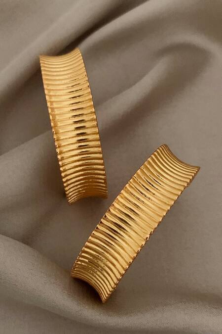 Buy_Radhika Agrawal Jewels_Gold Plated Crimp Hoops _Online_at_Aza_Fashions